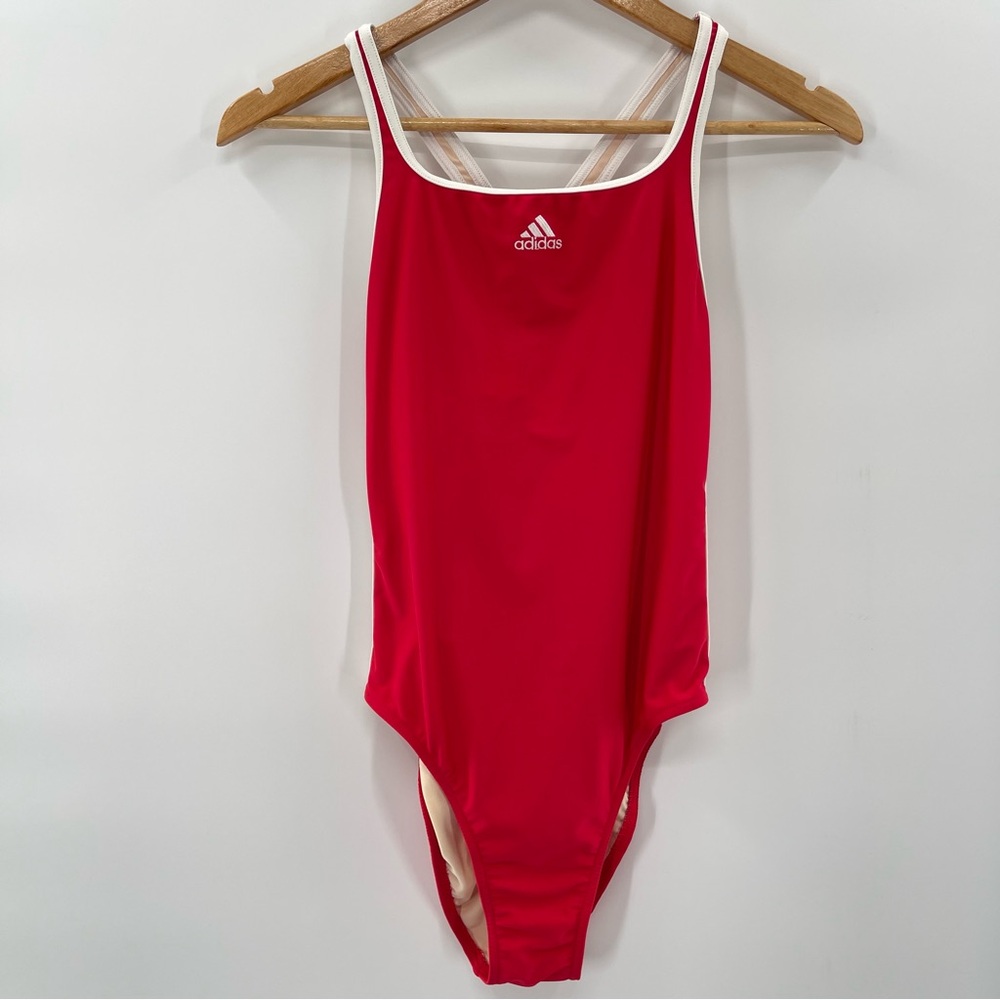 Adidas Red 3-STRIPES LOGO SWIMSUIT SIZE MEDIUM / 36